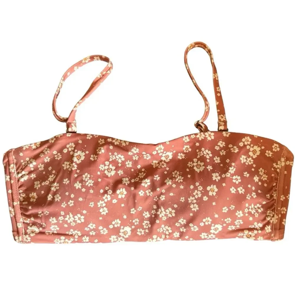 Andie Swim The Bora Bora Convertible Bikini Top In Ditzy Floral Rose Size M NEW - Picture 2 of 14